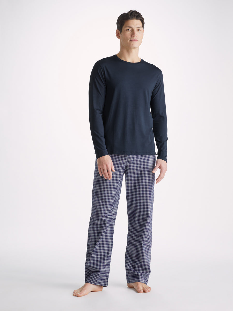 Long sleeve modal in navy by Derek Rose