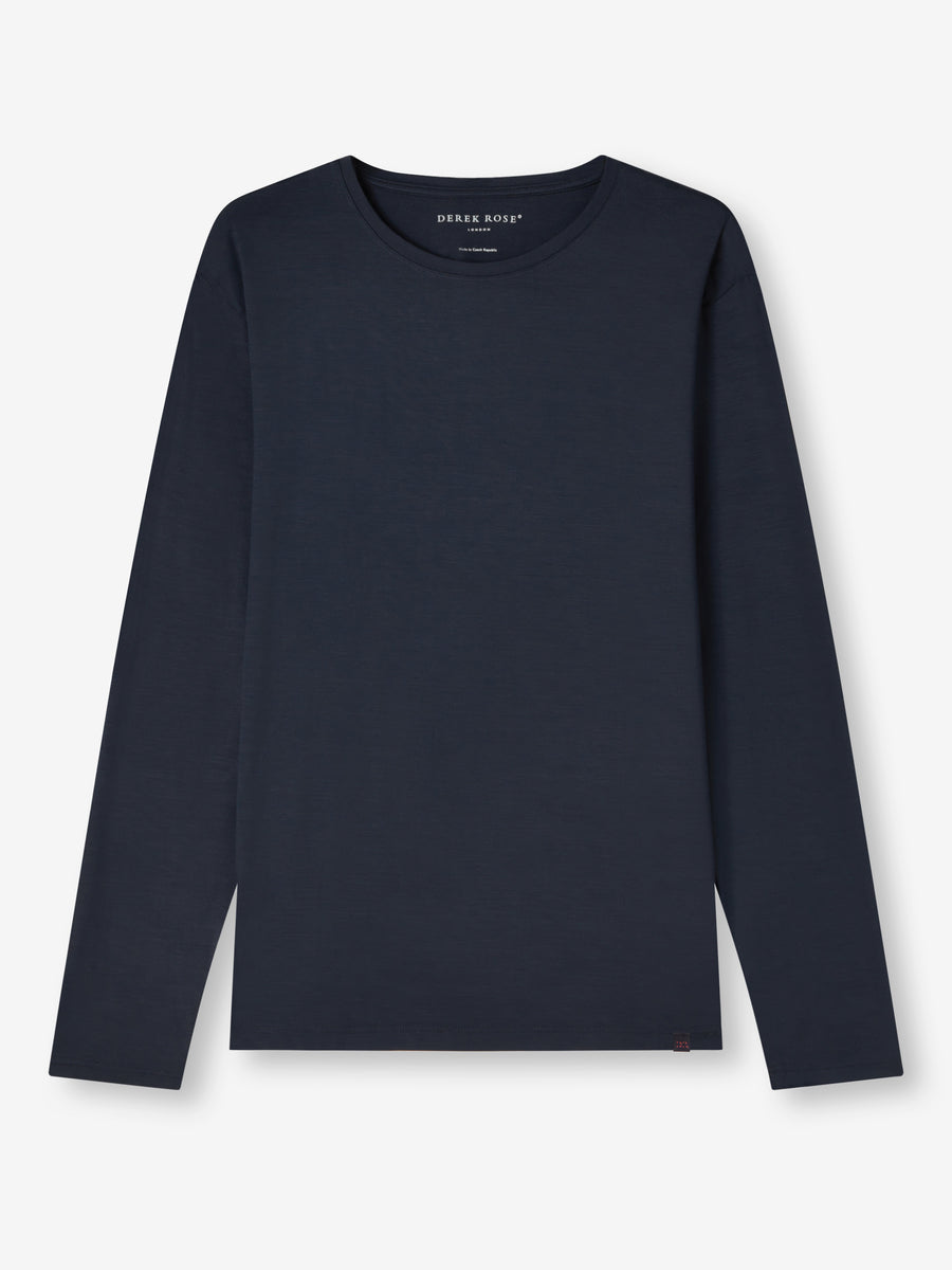 Long sleeve modal in navy by Derek Rose