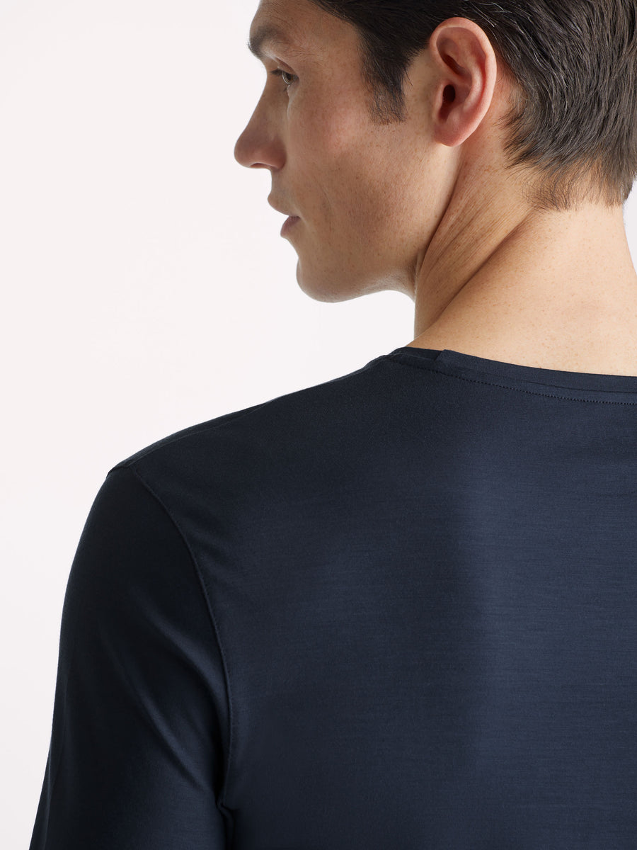 Long sleeve modal in navy by Derek Rose