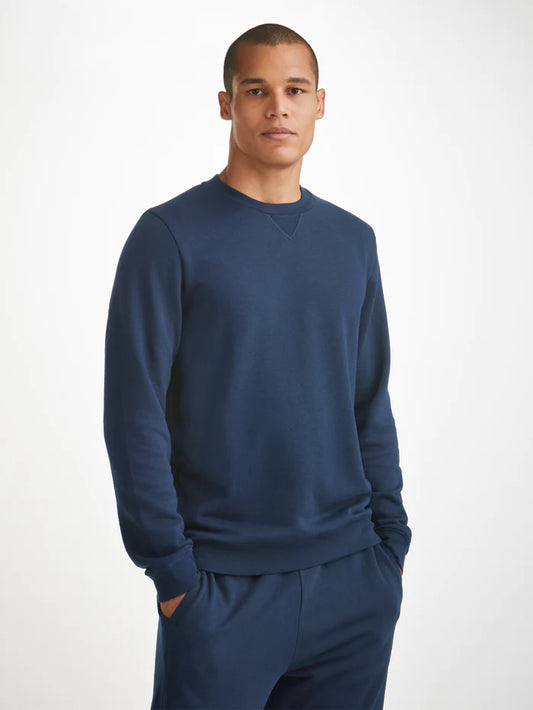 Quinn Cotton Modal Sweatshirt in Navy by Derek Rose