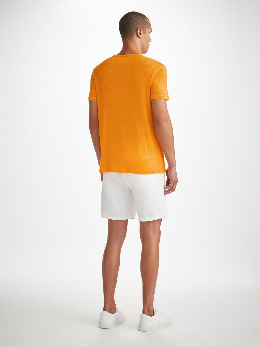 Jordan linen t-shirt in Tangerine by Derek Rose