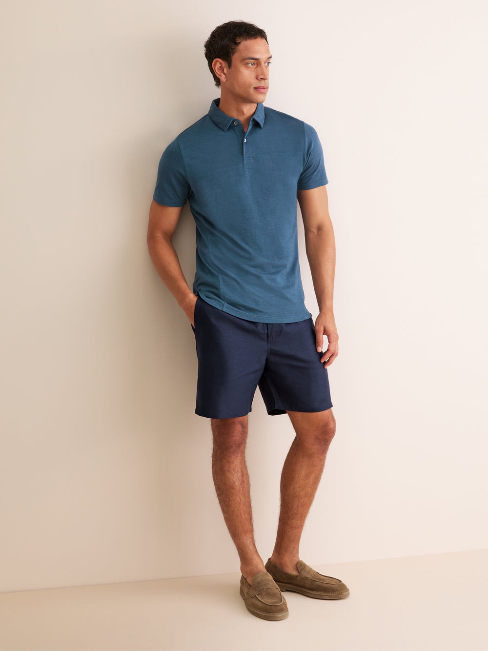 Ramsay polo in Denim Blue Blue by Derek Rose