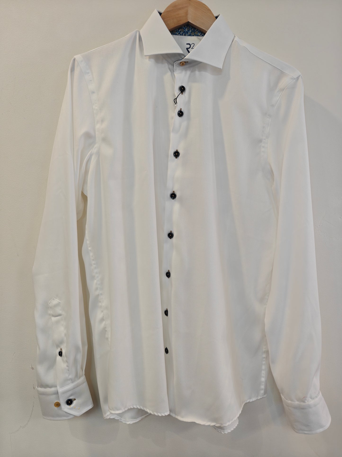 White shirt with blue floral detail by R2