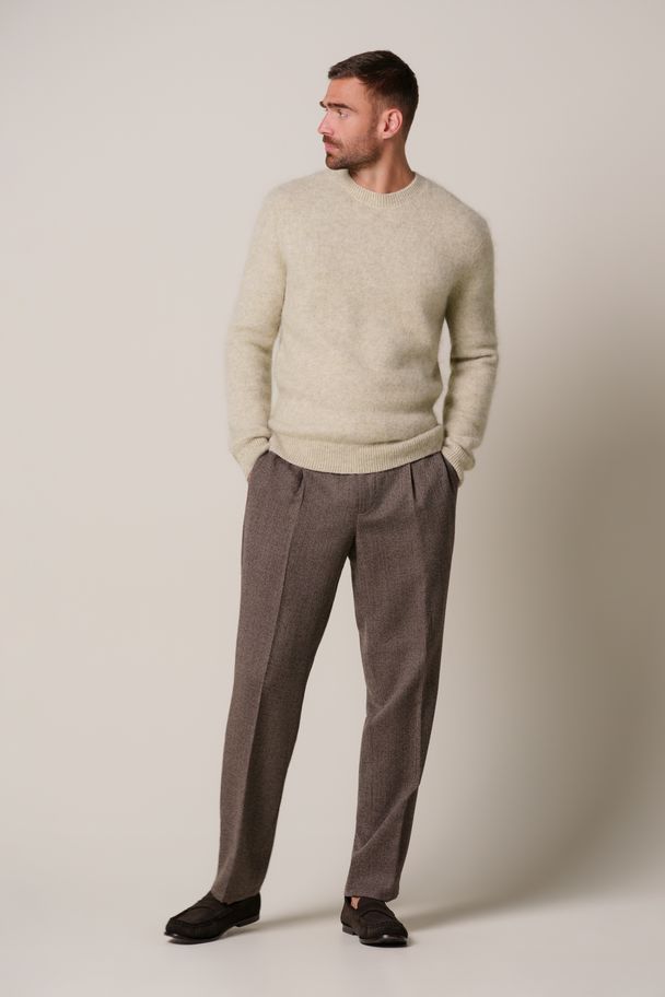 Alpaca and Wool Crew in Beige by Profuomo