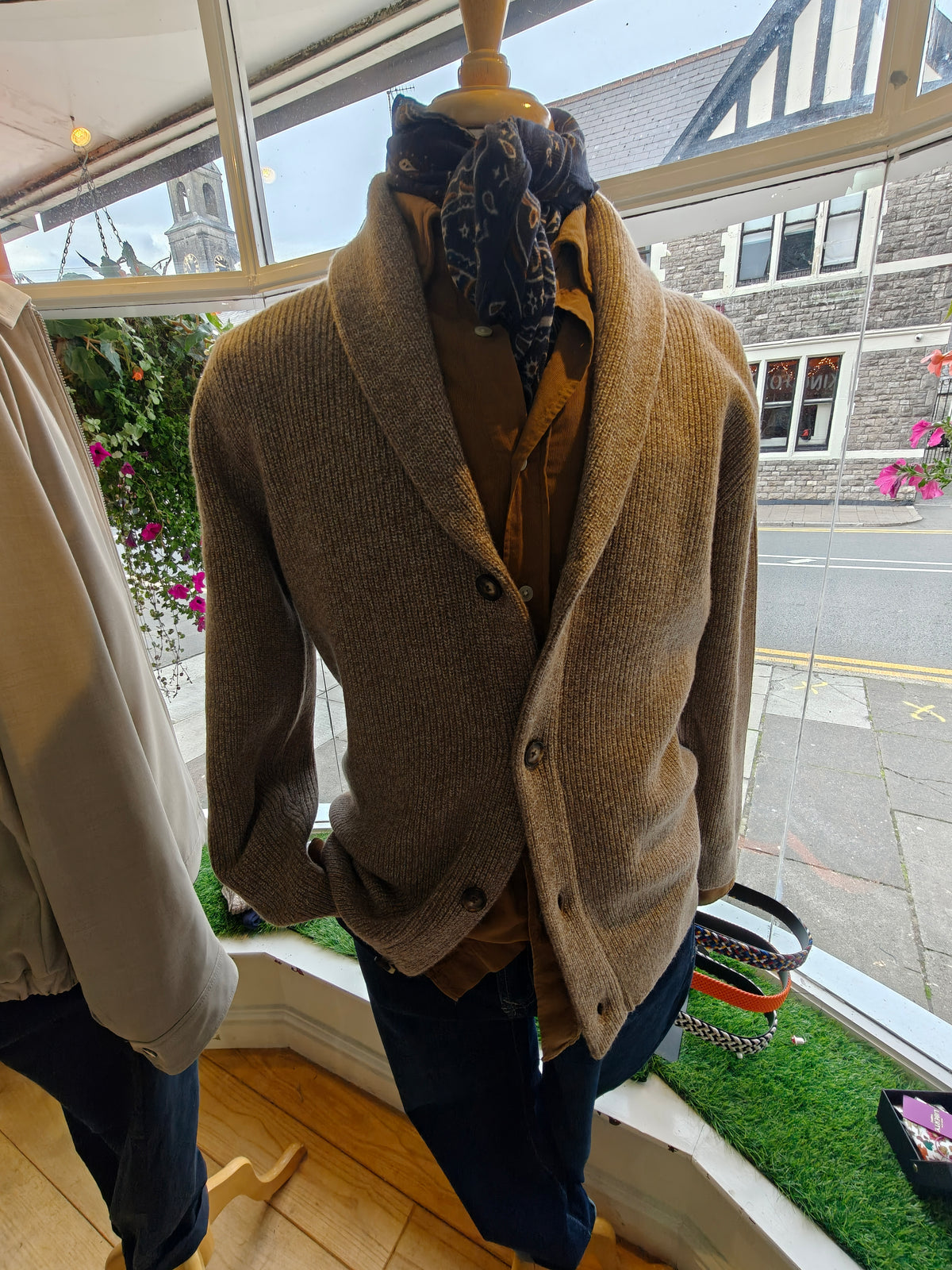 Shawl Collar Cardigan in Beige by Profuomo