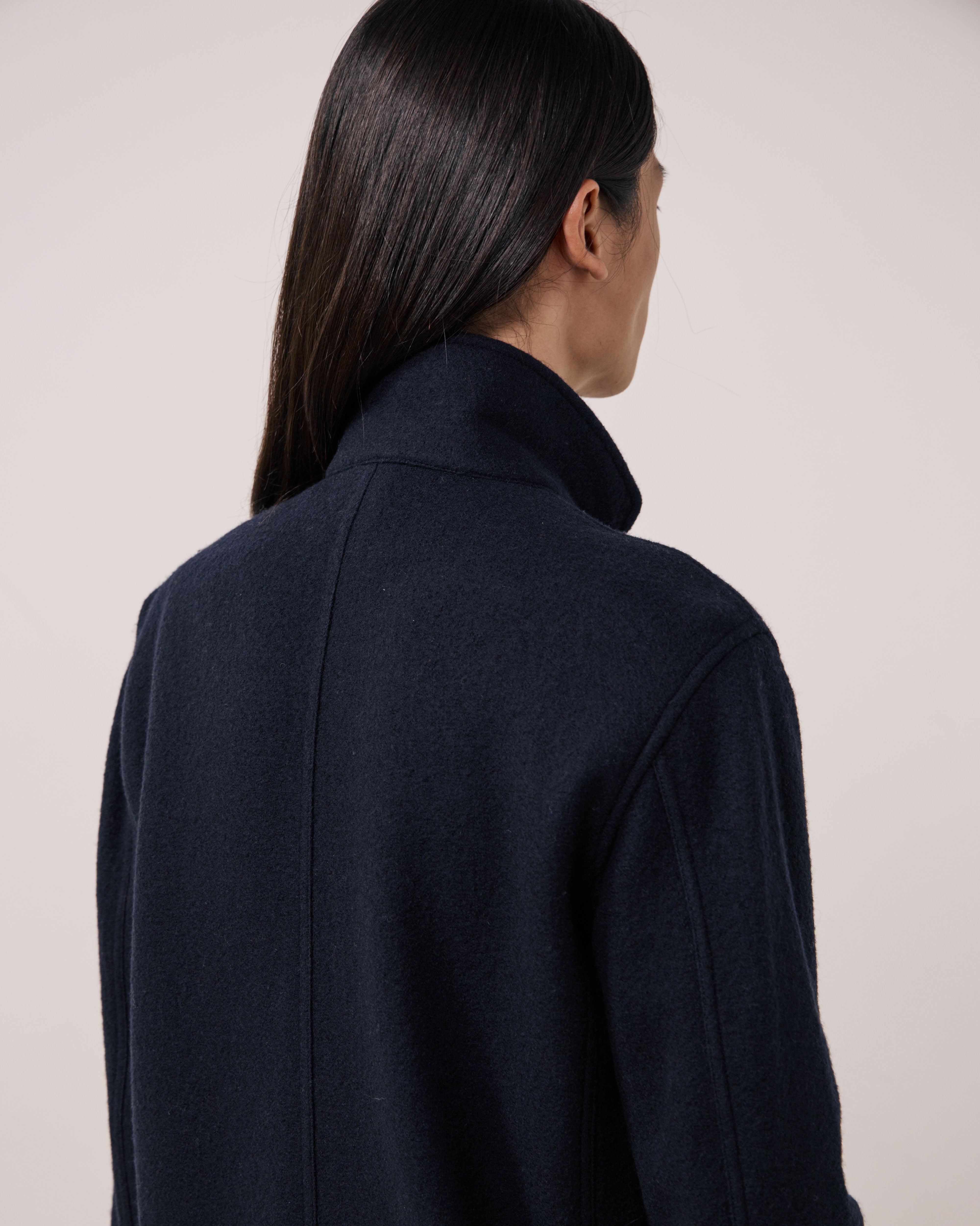 Boiled Wool Jacket in Navy by Hartford