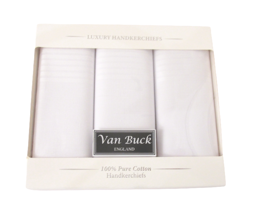 White Cotton Handkerchief Trio by Van Buck