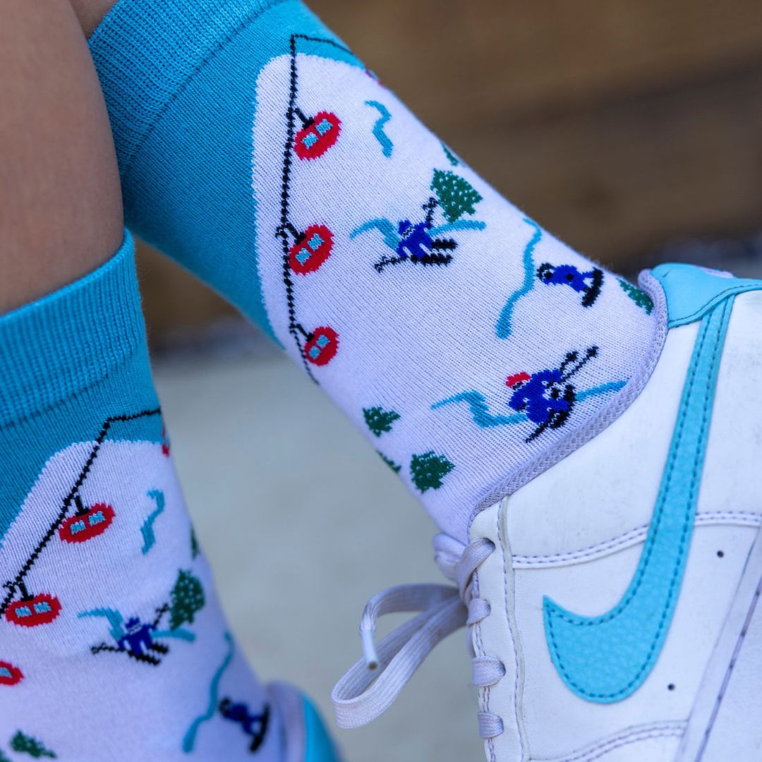 Ski Bamboo Socks in White by Swole Panda