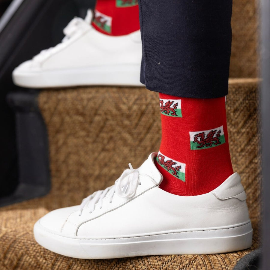 Welsh Wales Flag socks by Swole Panda