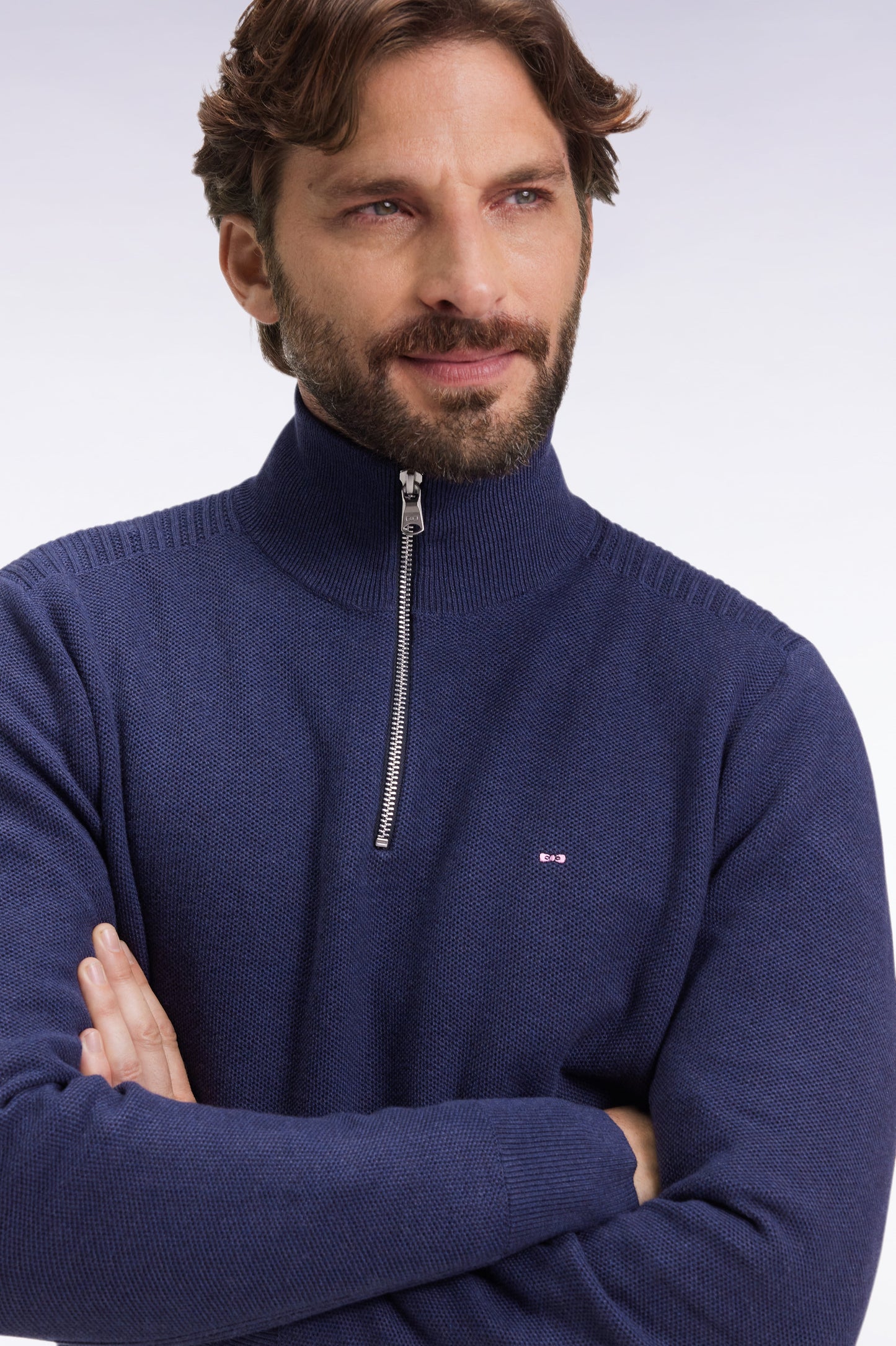 Honeycomb Trucker 1/4 Zip Neck in Blue by Eden Park