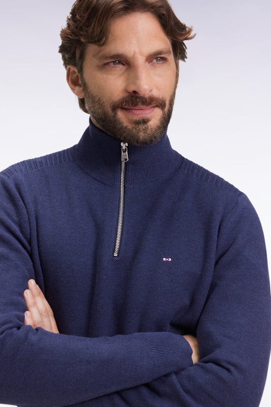 Honeycomb Trucker 1/4 Zip Neck in Blue by Eden Park