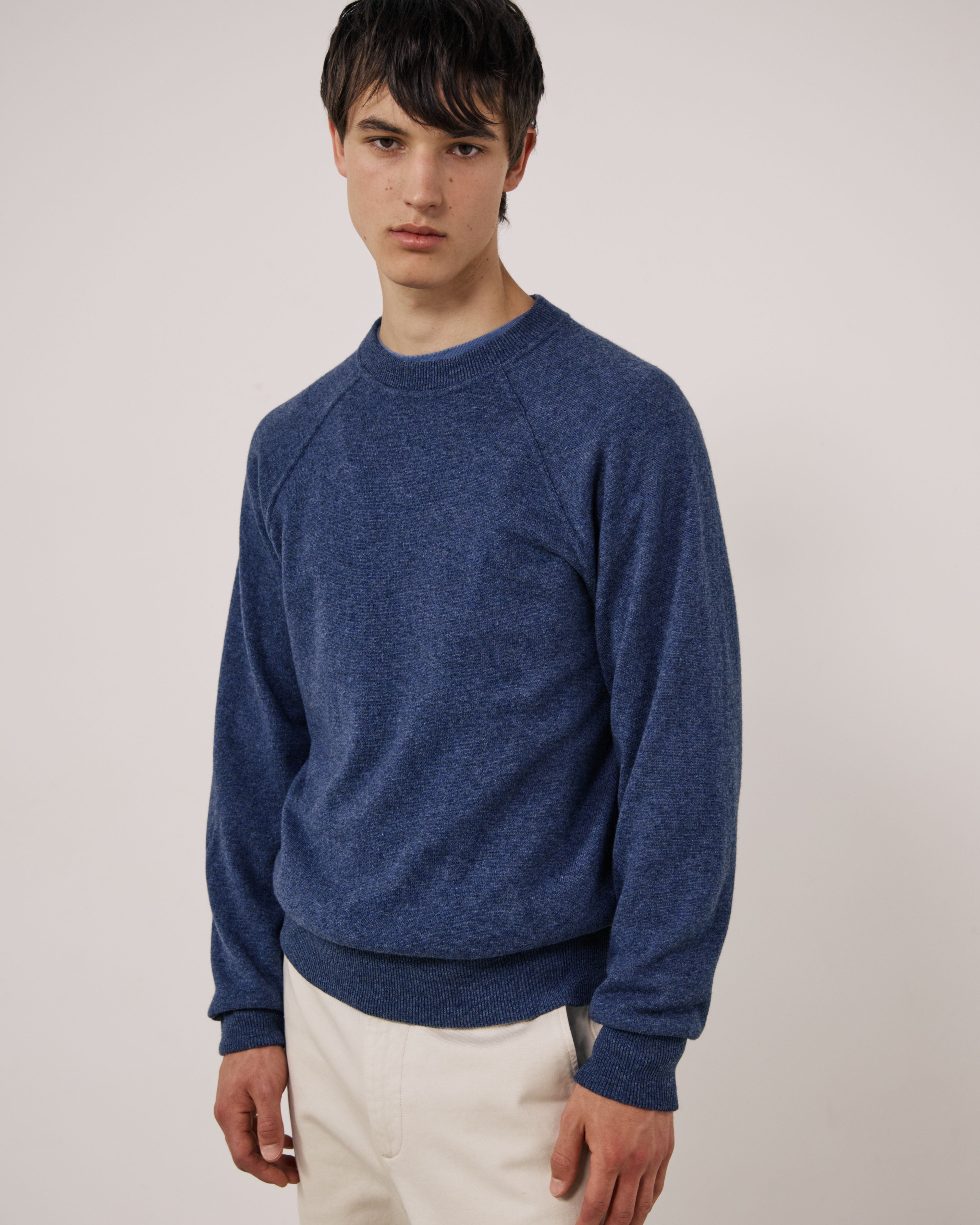 Wool and Cashmere Sweater in Indigo Blue by Hartford