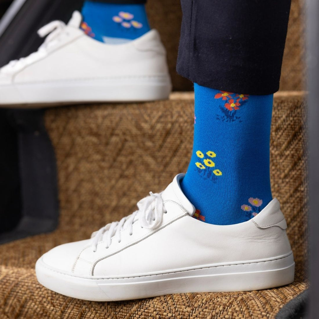 Blue Floral Socks by Swole Panda