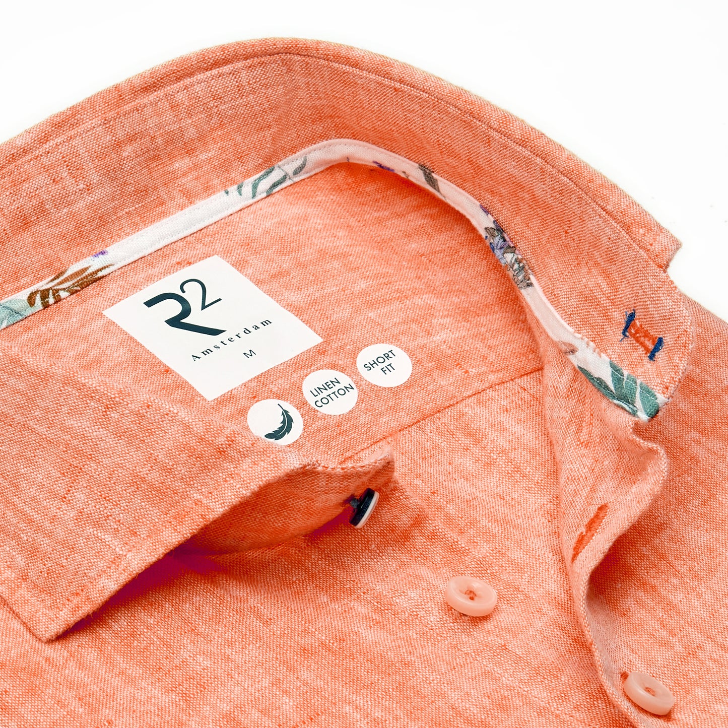 Coral linen blend shirt by R2