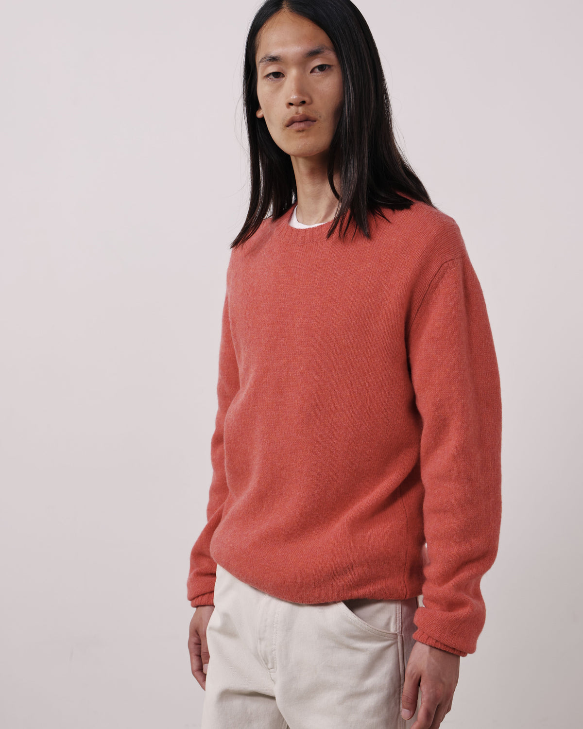 Shetland Crew Sweater in Coral by Hartford