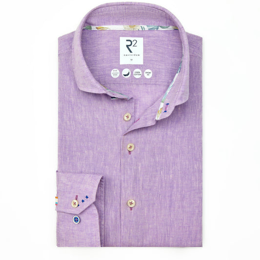 Purple short sleeve linen blend by R2