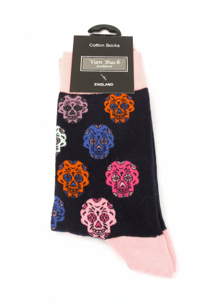 Skull Socks in Pink by Van Buck