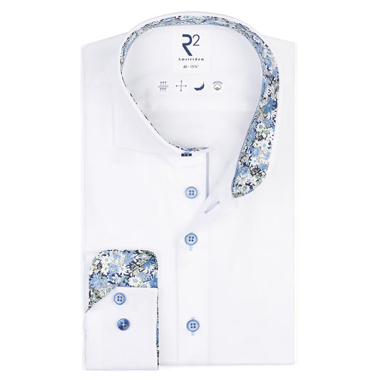 White with green blue floral detail by R2