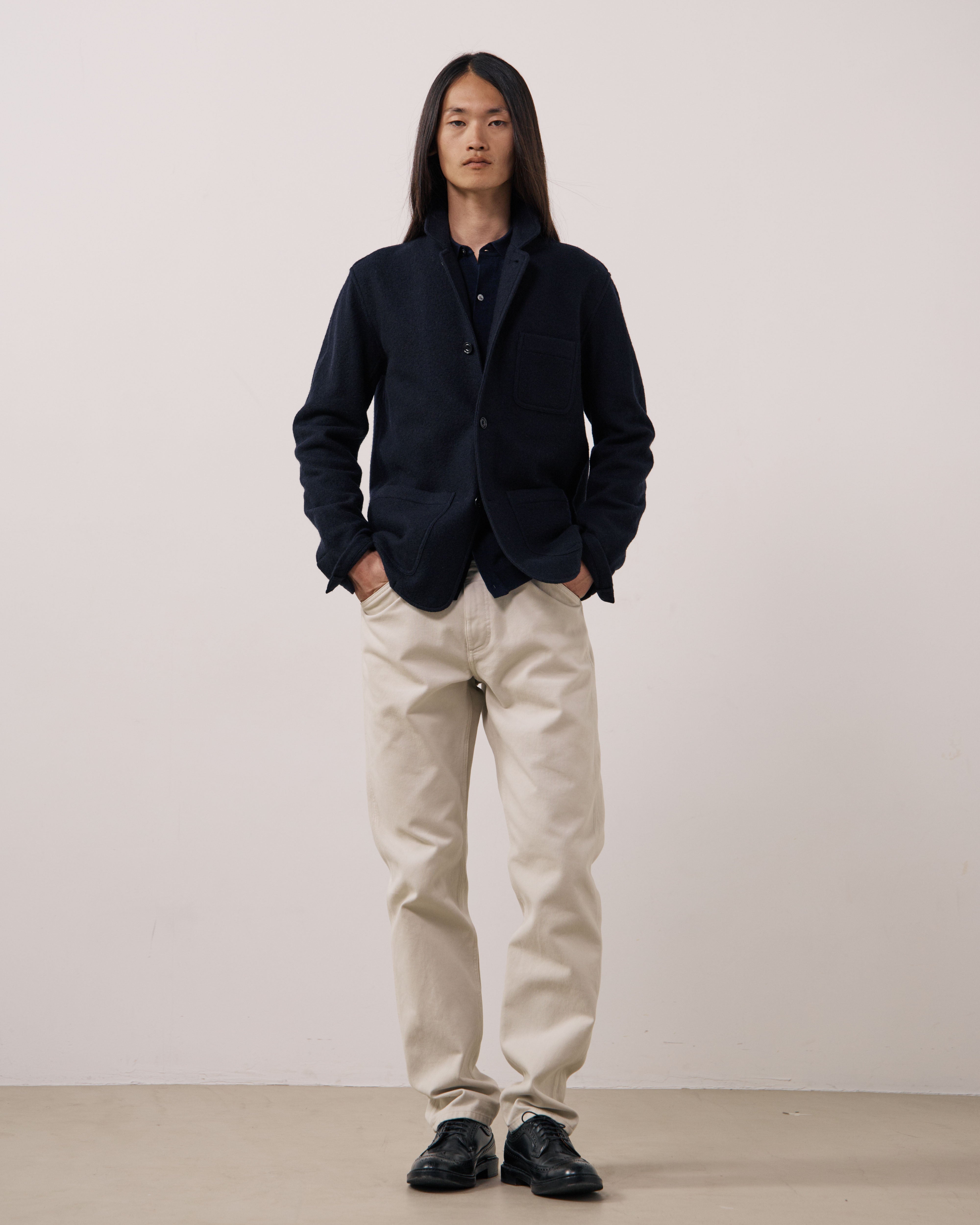 Boiled Wool Jacket in Navy by Hartford