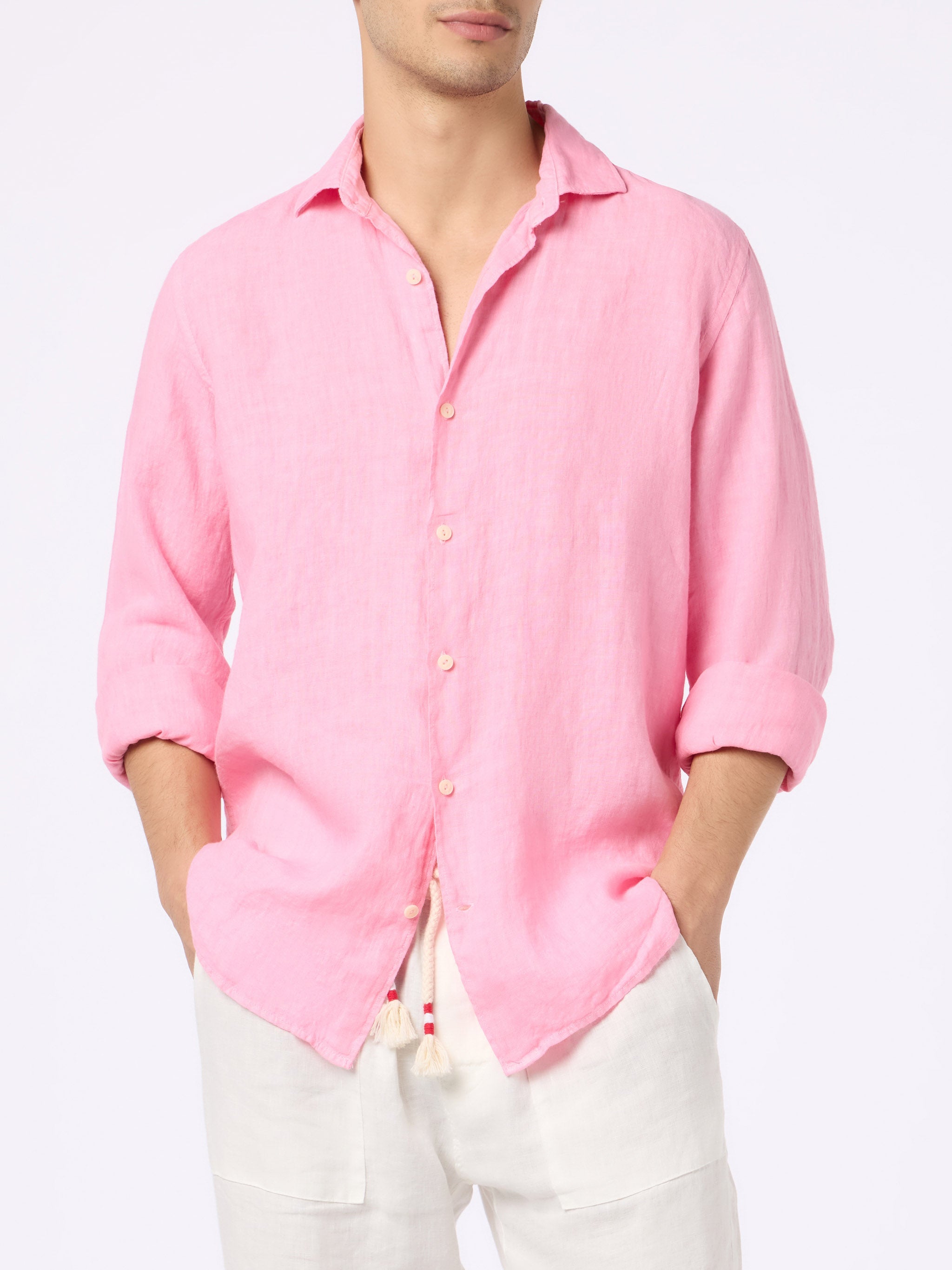 Linen Shirt in Bubblegum Pink by Saint Barth