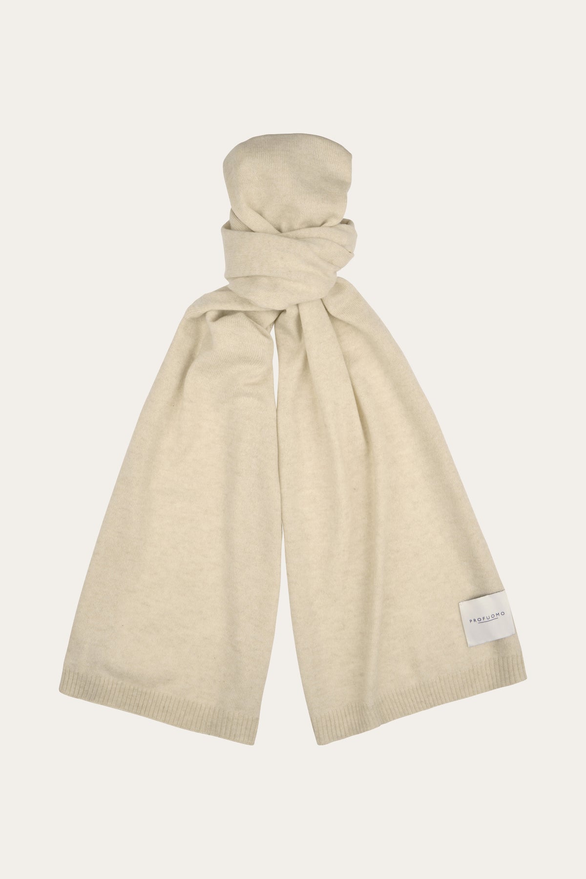 Knitted Cashmere Scarf in Sand by Profuomo
