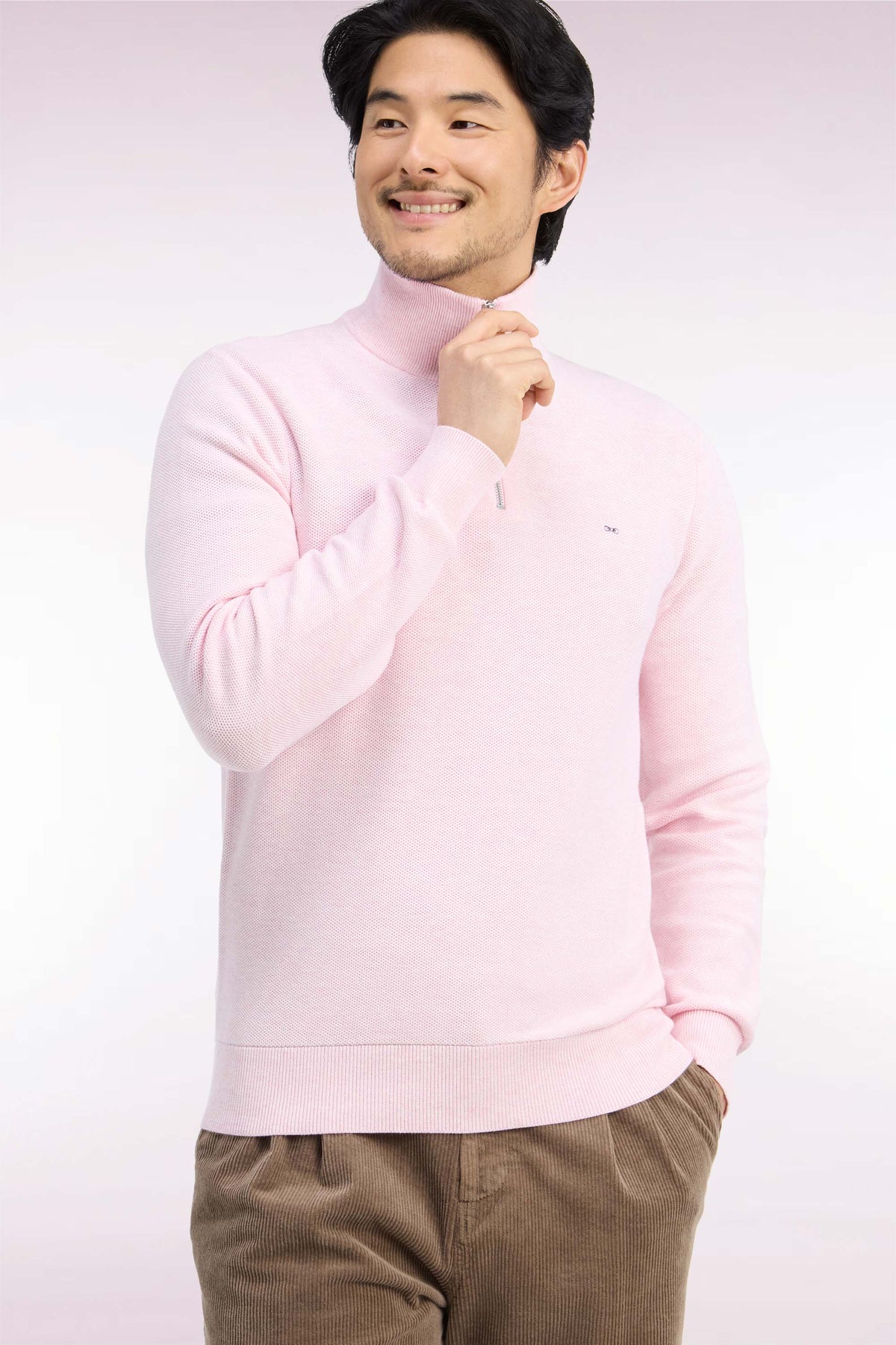 Honeycomb Quarter Zip in Pink By Eden Park