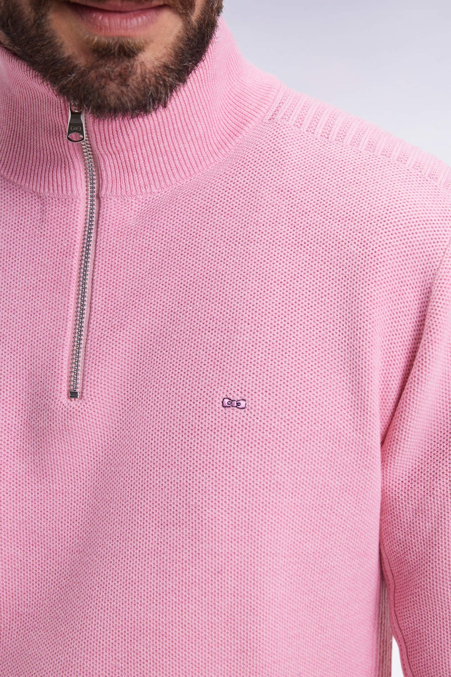 Honeycomb Trucker 1/4 Zip Neck in Pink by Eden Park