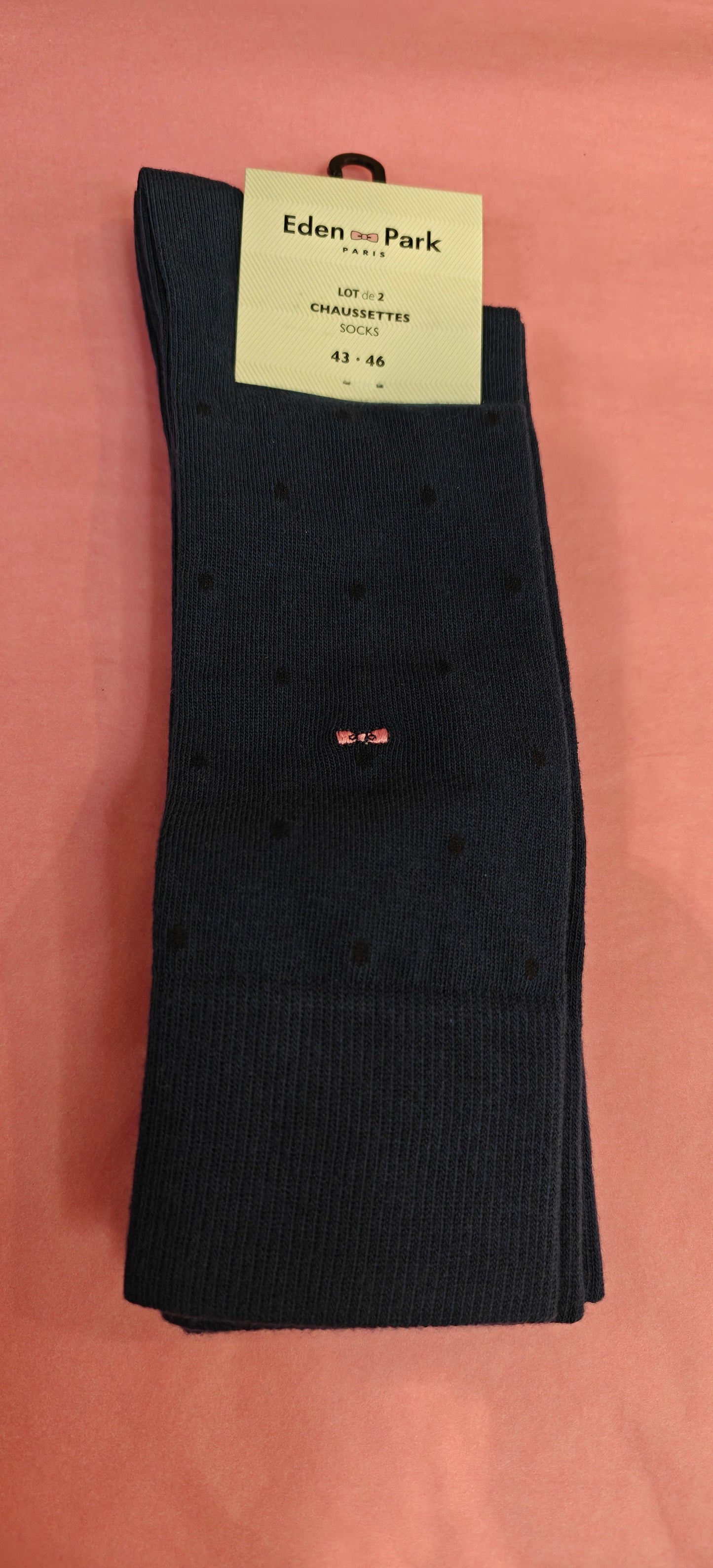 Spotty and Plain Pair of Socks Set in Blue by Eden Park