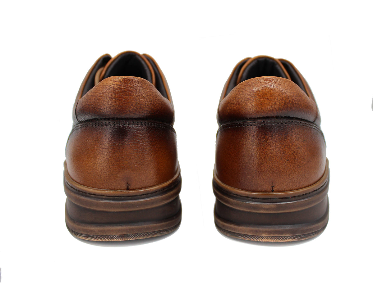 Leather trainer in Tan by Sergio Duletti