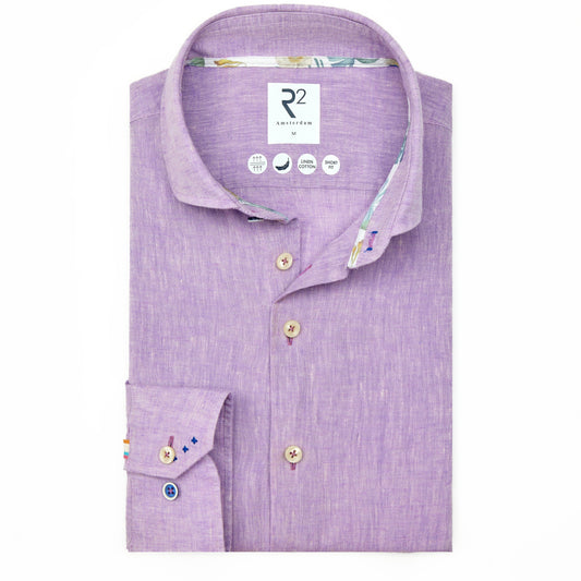Lilac linen blend shirt by R2