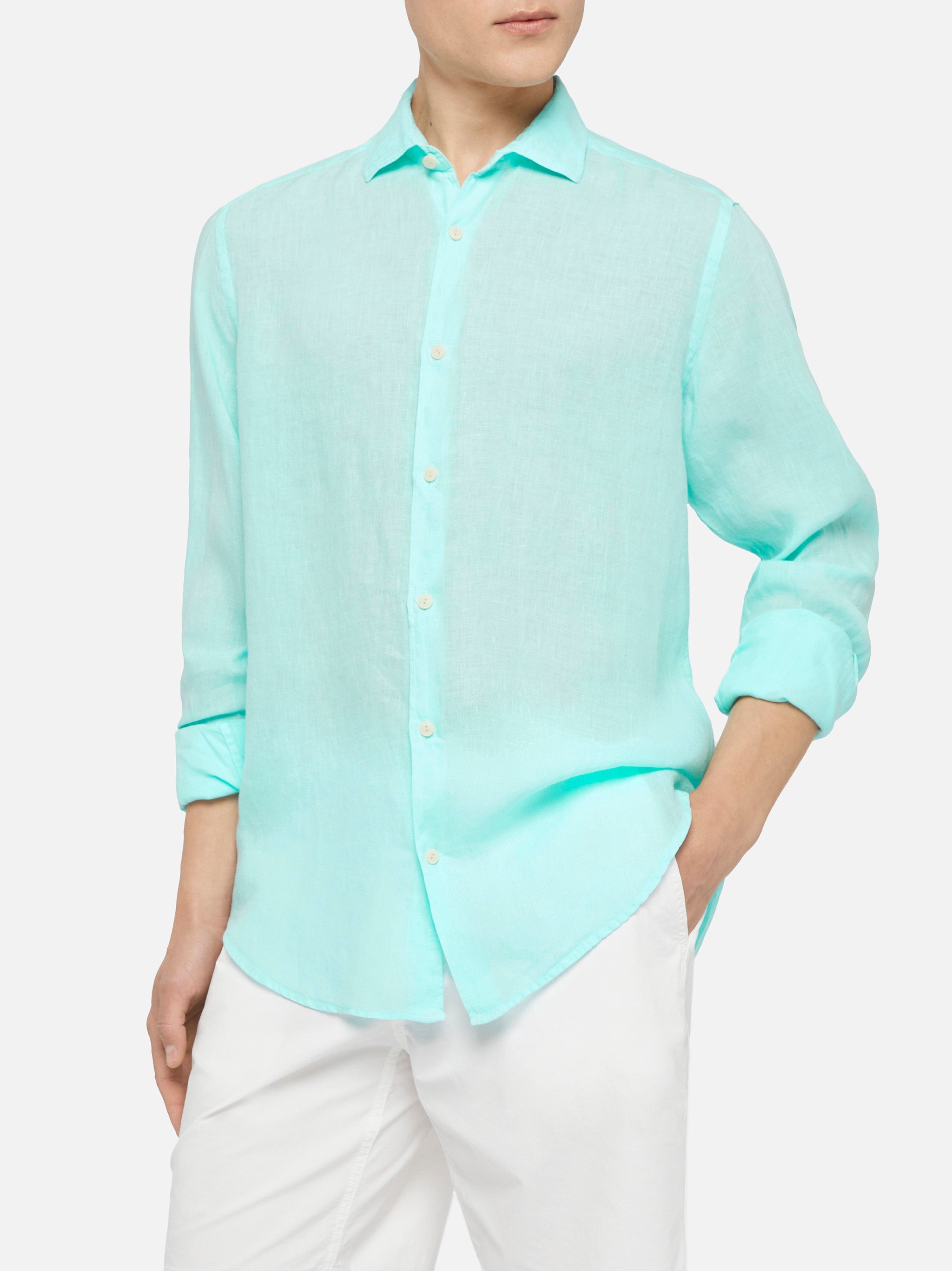 Linen Shirt in Water Green by Saint Barth