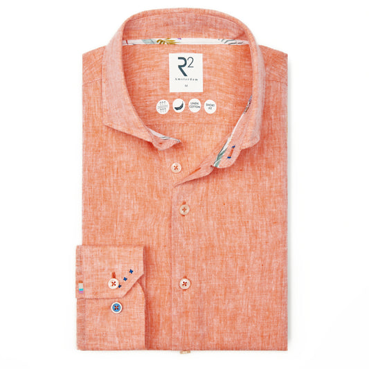 Coral linen blend shirt by R2