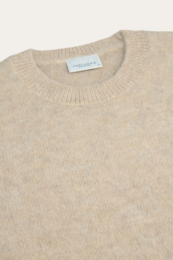Alpaca and Wool Crew in Beige by Profuomo