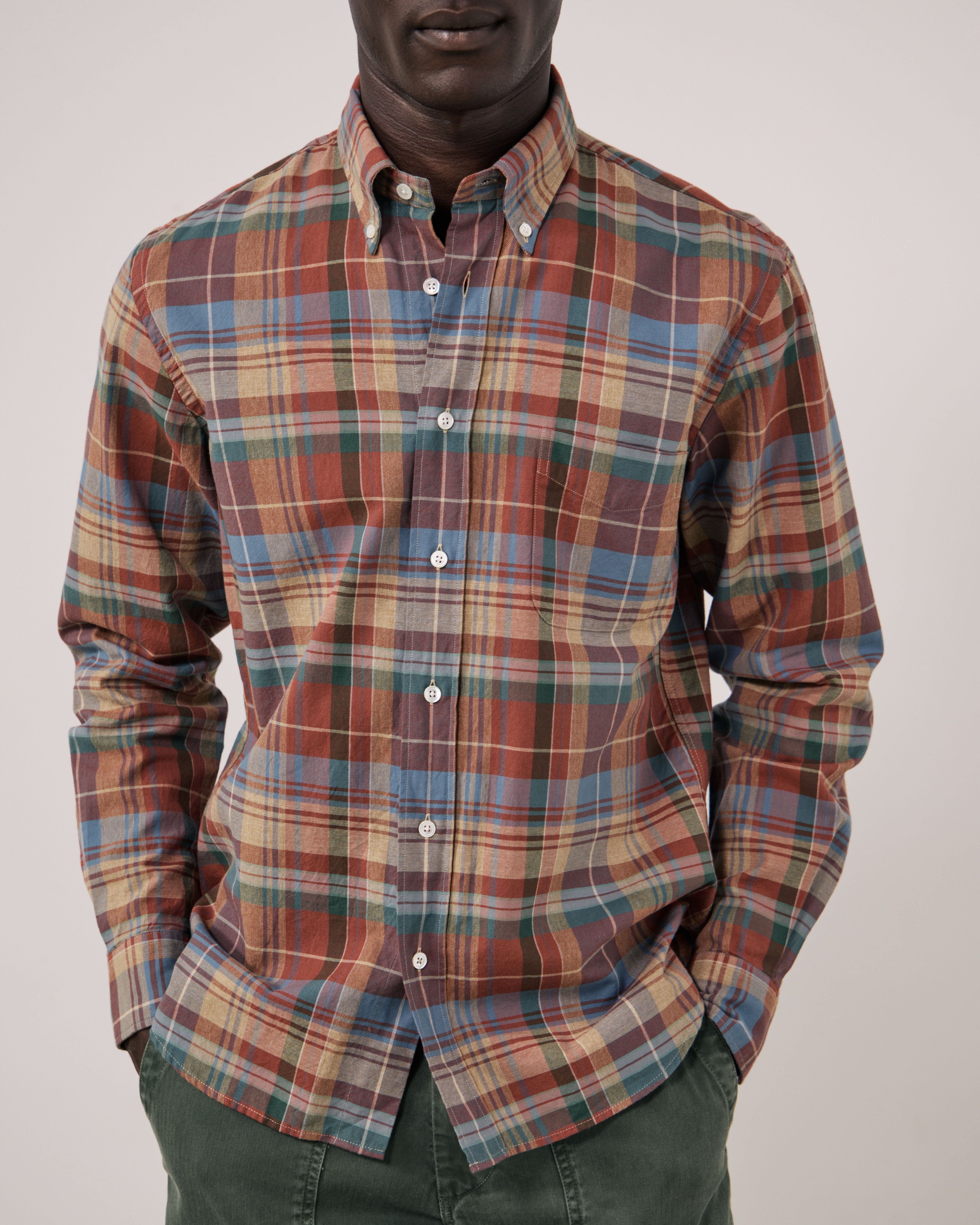 Pitt Men's Red Checked Cotton Shirt by Hartford