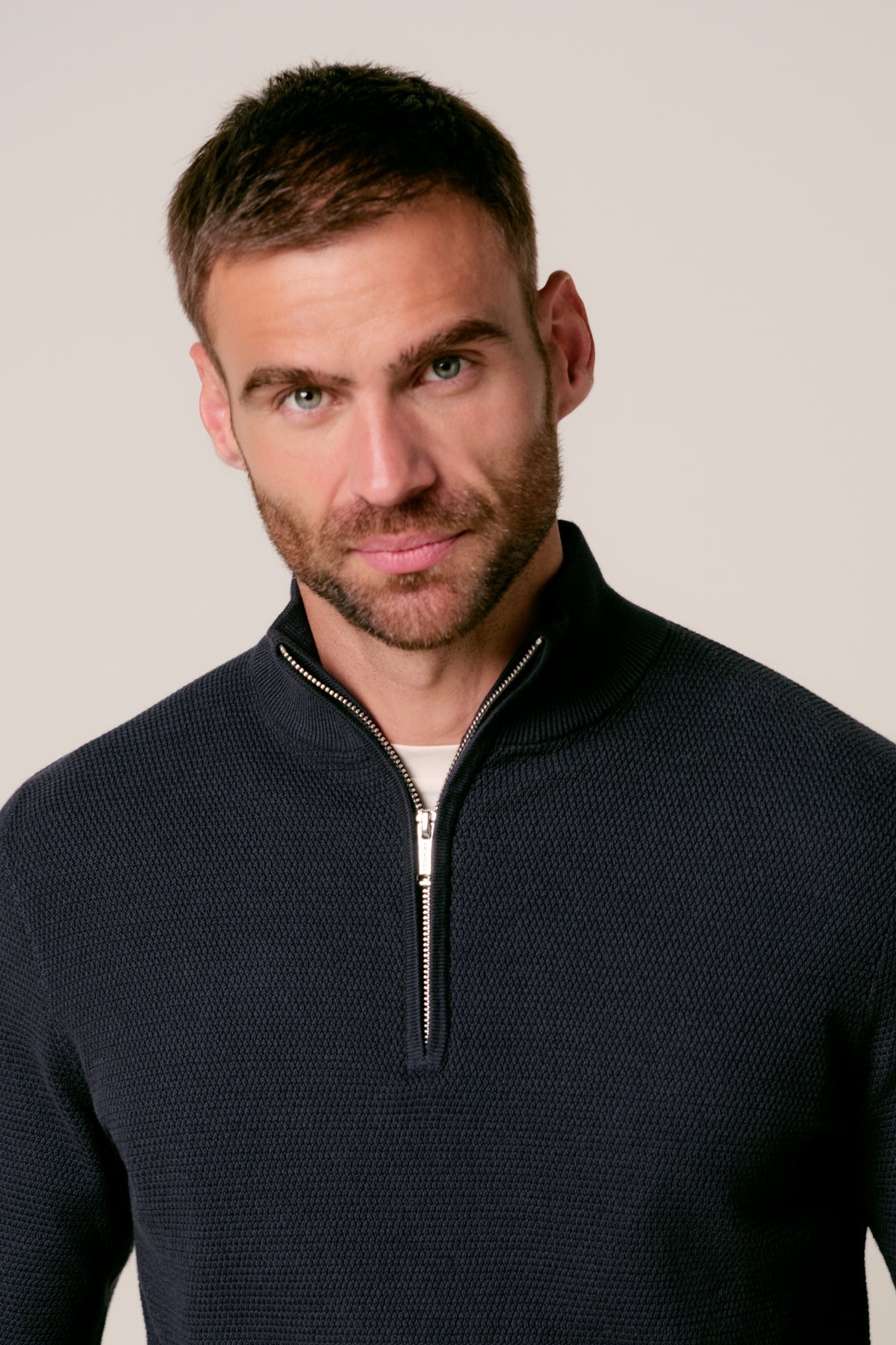Cotton Half Zip in Navy by Profuomo