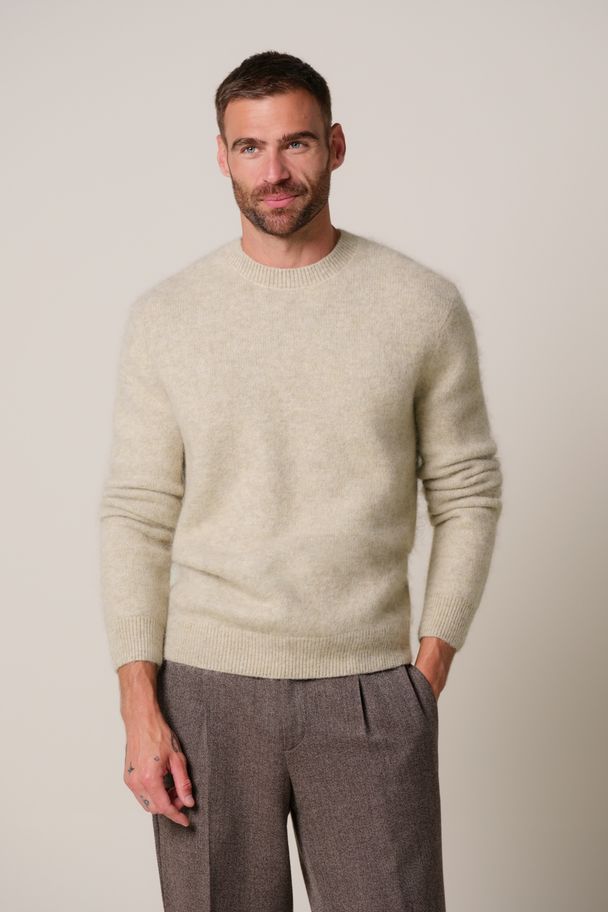 Alpaca and Wool Crew in Beige by Profuomo