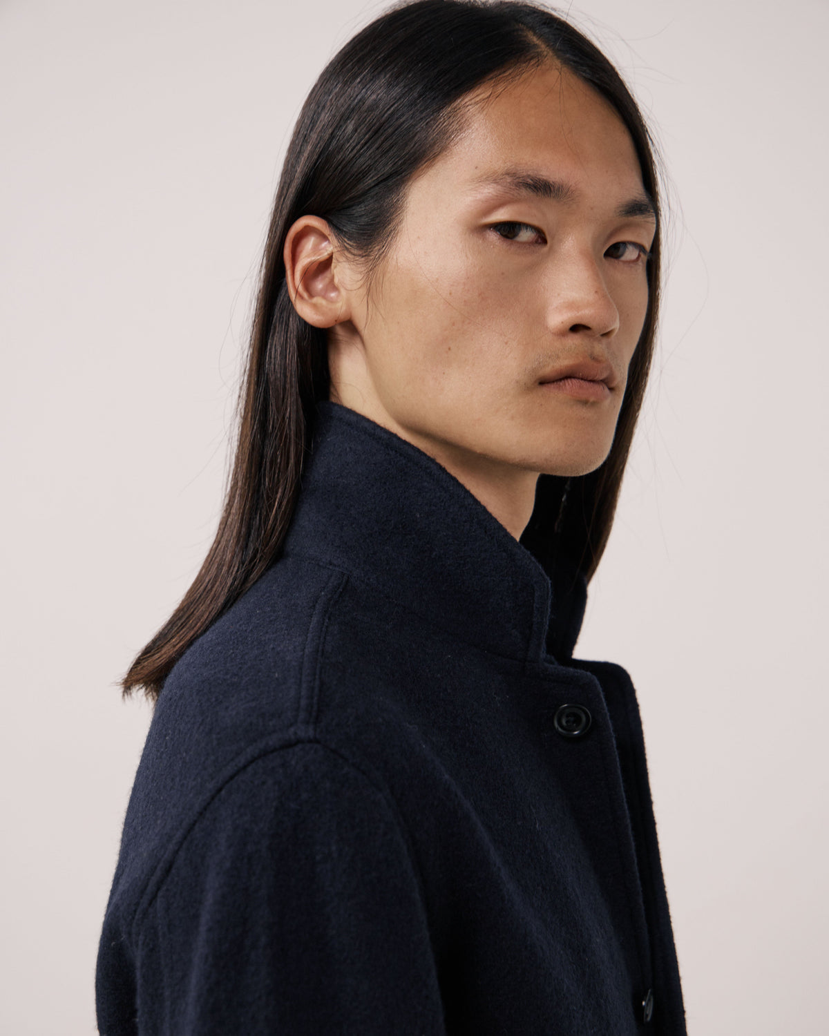 Boiled Wool Jacket in Navy by Hartford