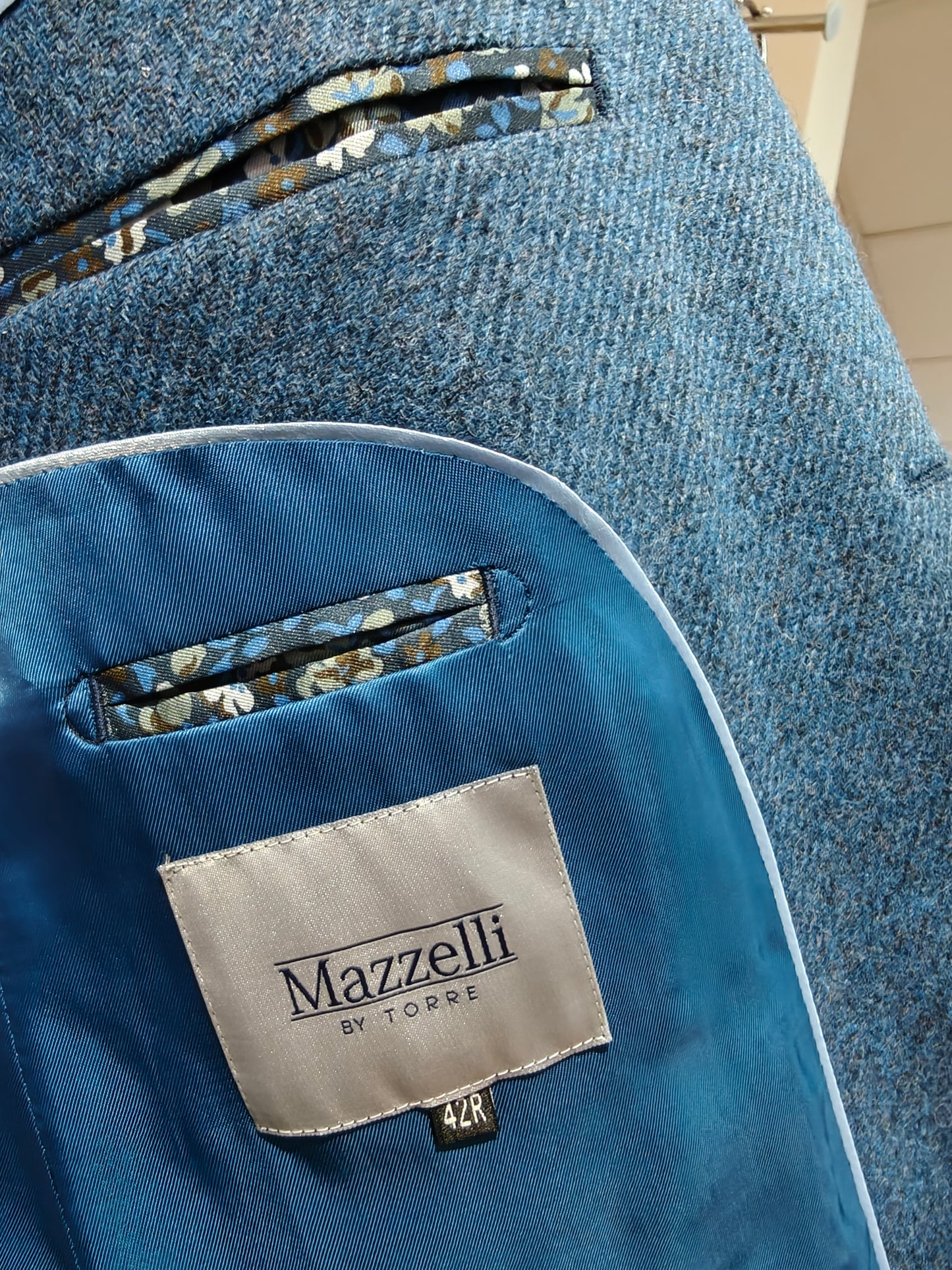 Blue tweed jacket by Mazzelli