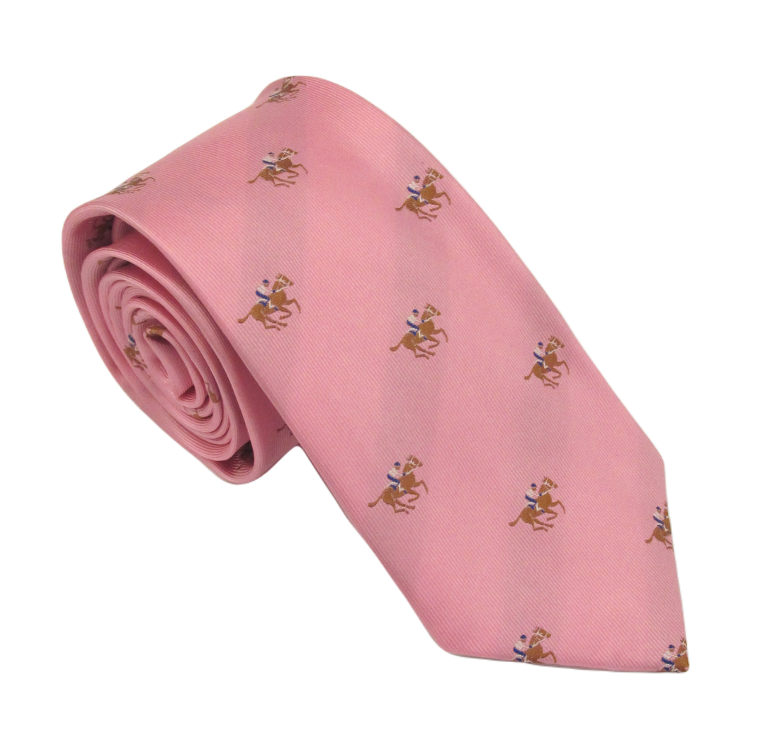 Horse Racing Jockey Tie in Pink by Van Buck