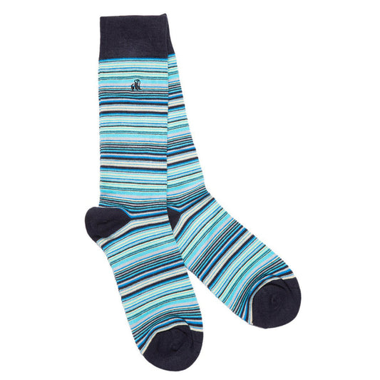 Navy and blue stripe socks by Swole Panda