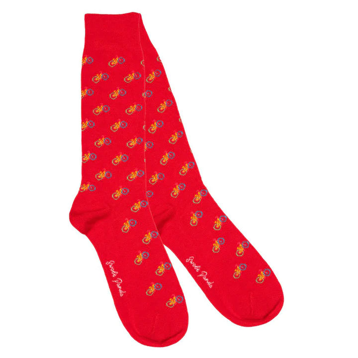 Red bicycle bamboo socks by Swole Panda