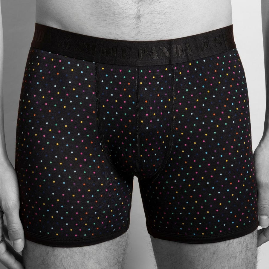 Multicoloured dot trunks by Swole Panda