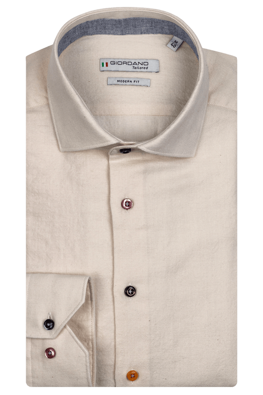 Rainbow button shirt in off white by Giordano