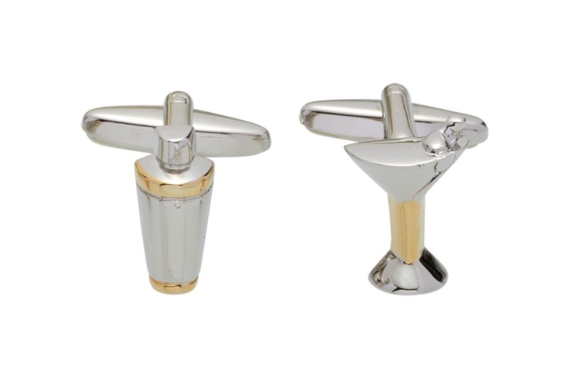 Cocktail shaker and drink cufflinks by Gaventa