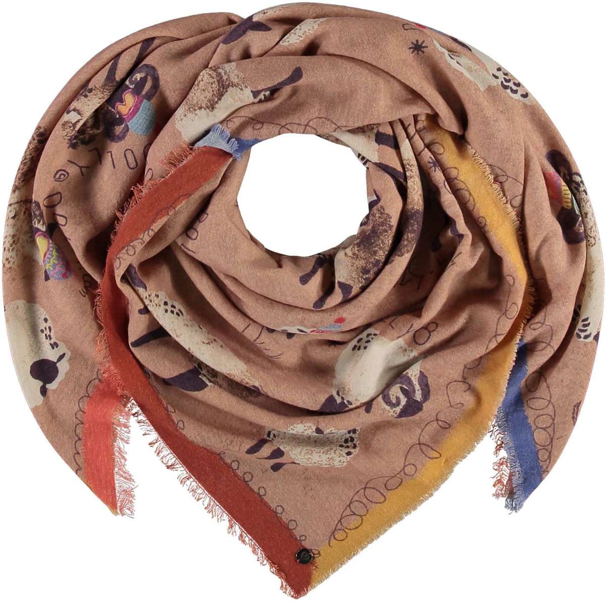 Dolly square scarf  in coral or camel by Fraas