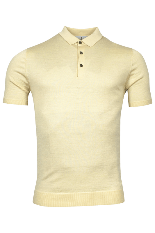 Short sleeve Merino polo in Butter by Thomas Maine