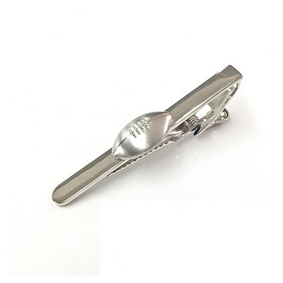 Brushed steel rugby ball tie clip