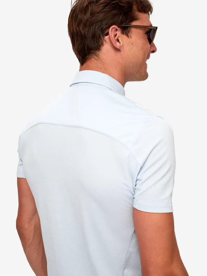 Ramsay Pique Polo in Sky by Derek Rose