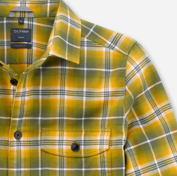 Flannel shirt in mango & olive by olymp