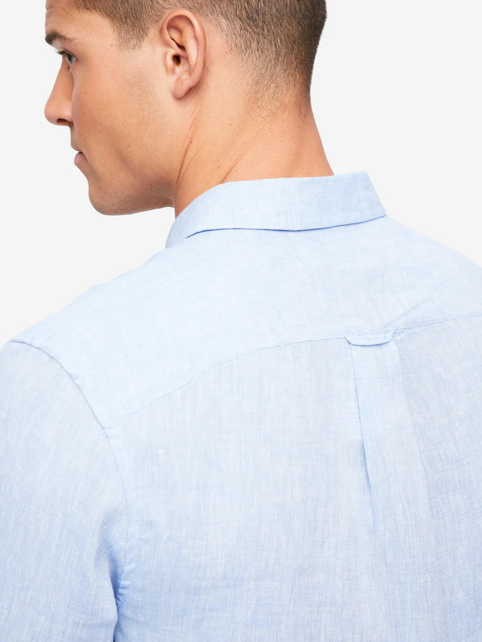 Monaco Linen Shirt in Blue by Derek Rose
